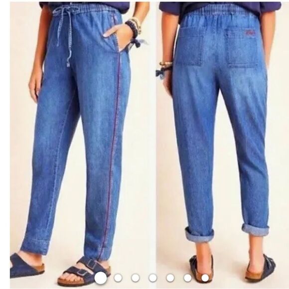 Sundry Chambray Loved Elastic Waist Summer Denim Pant Size Small - Picture 2 of 4